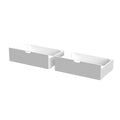 Two white underbed storage drawers with cutout handles, modern minimalist wooden pull-out drawers 2-pack for bedroom, closet and under-bed organization