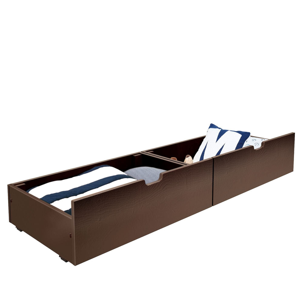 180262-005 : Component Underbed Storage Drawers with Rubber Castors (Fingerjoint), Espresso