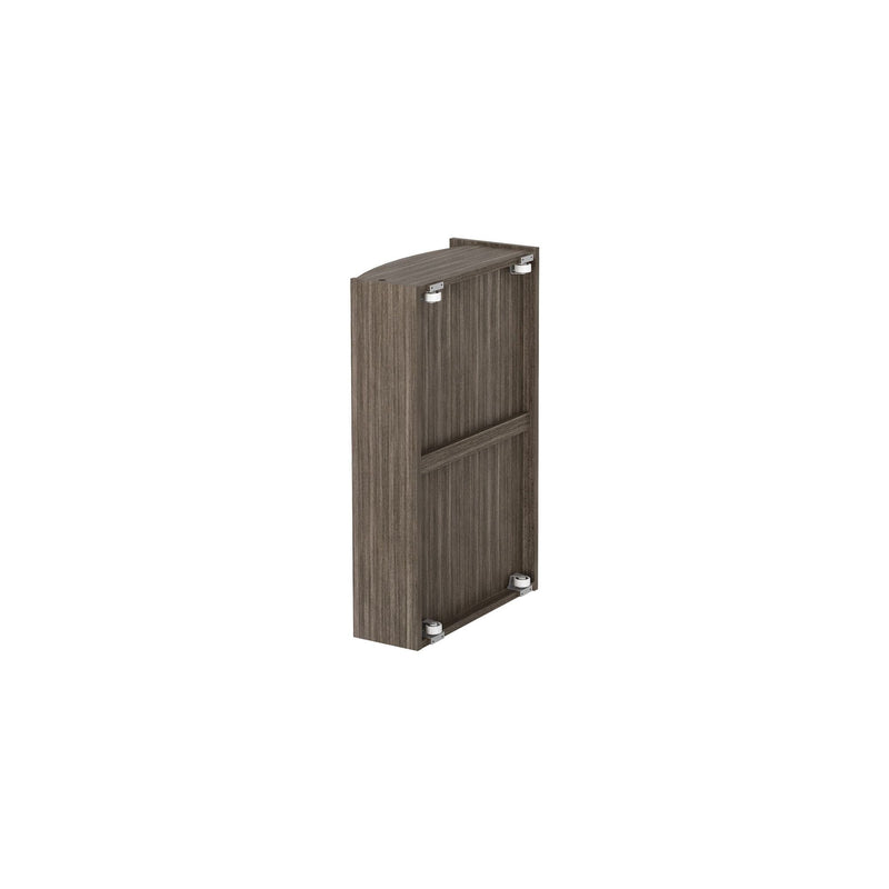 Gray wooden cabinet door on white background, featuring sleek design for modern home furniture.