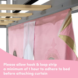 180413121083 : Loft Beds Low Loft with Easy Slide and Light Pink and Gold Princess Curtain, Grey