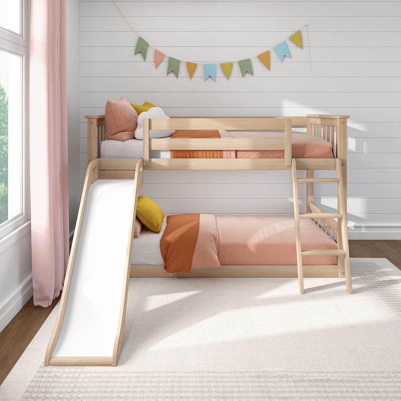 Twin Over Twin Low Bunk Bed With Slide