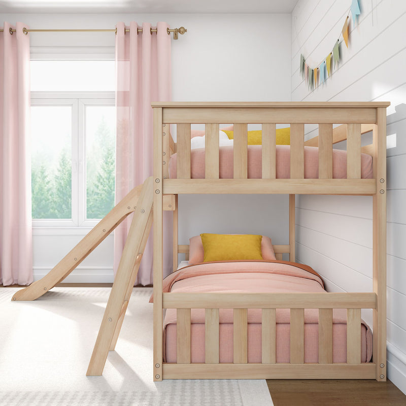 Twin Over Twin Low Bunk Bed With Slide