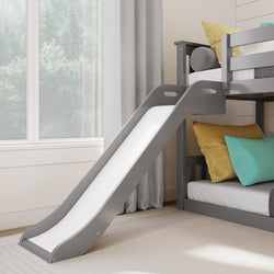 180417-121 : Bunk Beds Max & Lily Twin Over Twin Low Bunk With Slide & Ladder, Wooden Bunk beds With 14” Safety Guardrail for Kids, Toddlers, Boys, Girls, Teens, Bedroom Furniture, Grey