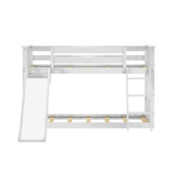 180417002064 : Bunk Beds Low Bunk With Easy Slide & Light Pink & White Farmhouse Curtain, White