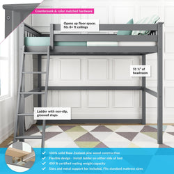 180427-121 : Loft Beds Twin High Loft, Grey