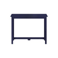 Navy blue wooden console table with rectangular top and stretcher support, minimalist modern design for entryway, hallway, or small home office