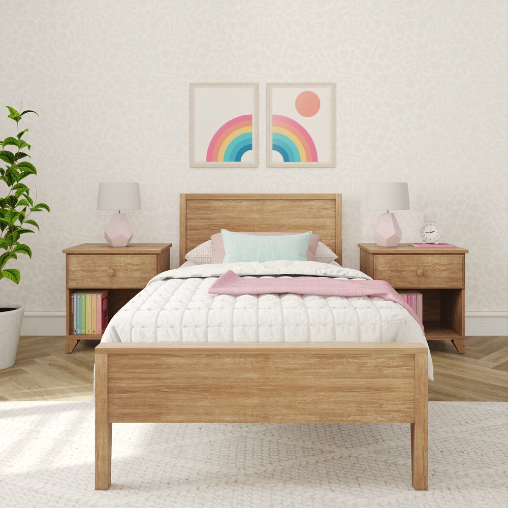 181100-007 : Kids Beds Classic Twin-Size Bed with Panel Headboard, Pecan