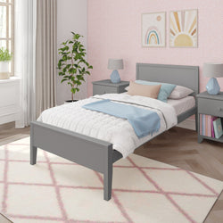 181100-121 : Kids Beds Classic Twin-Size Bed with Panel Headboard, Grey