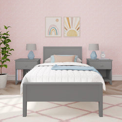 181100-121 : Kids Beds Classic Twin-Size Bed with Panel Headboard, Grey