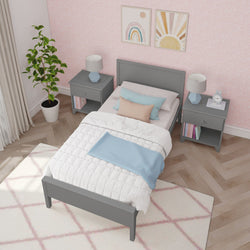 181100-121 : Kids Beds Classic Twin-Size Bed with Panel Headboard, Grey