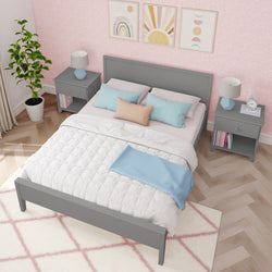181102-121 : Kids Beds Classic Queen-Size Bed with Panel Headboard, Grey