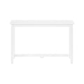 Minimalist white wooden writing desk — small console table with straight legs and stretcher, ideal for home office or entryway