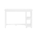 Modern white wooden desk with built-in side shelves, compact minimalist writing desk for home office