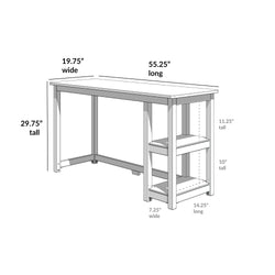 181405-002 : Furniture Desk with Bookshelves - 55 inches, White
