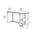 Wooden computer desk with two open storage shelves — 55.25 in long x 19.75 in wide x 29.75 in tall, shelf dimensions shown