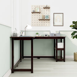 181450-005 : Furniture K/D Corner Desk w/ Shelves, Espresso