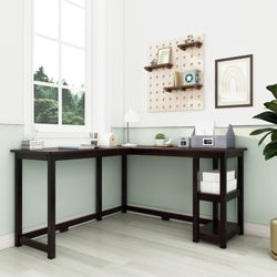 181450-005 : Furniture K/D Corner Desk w/ Shelves, Espresso