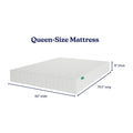 Queen-size mattress 60 inches wide × 79.5 inches long, 8 inches thick, white quilted cover — product dimensions diagram
