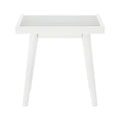 White slatted modern stool with clean lines and minimalist design for home decor.