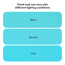 Color variation chart showing warm, neutral, and cool tones with lighting effects.