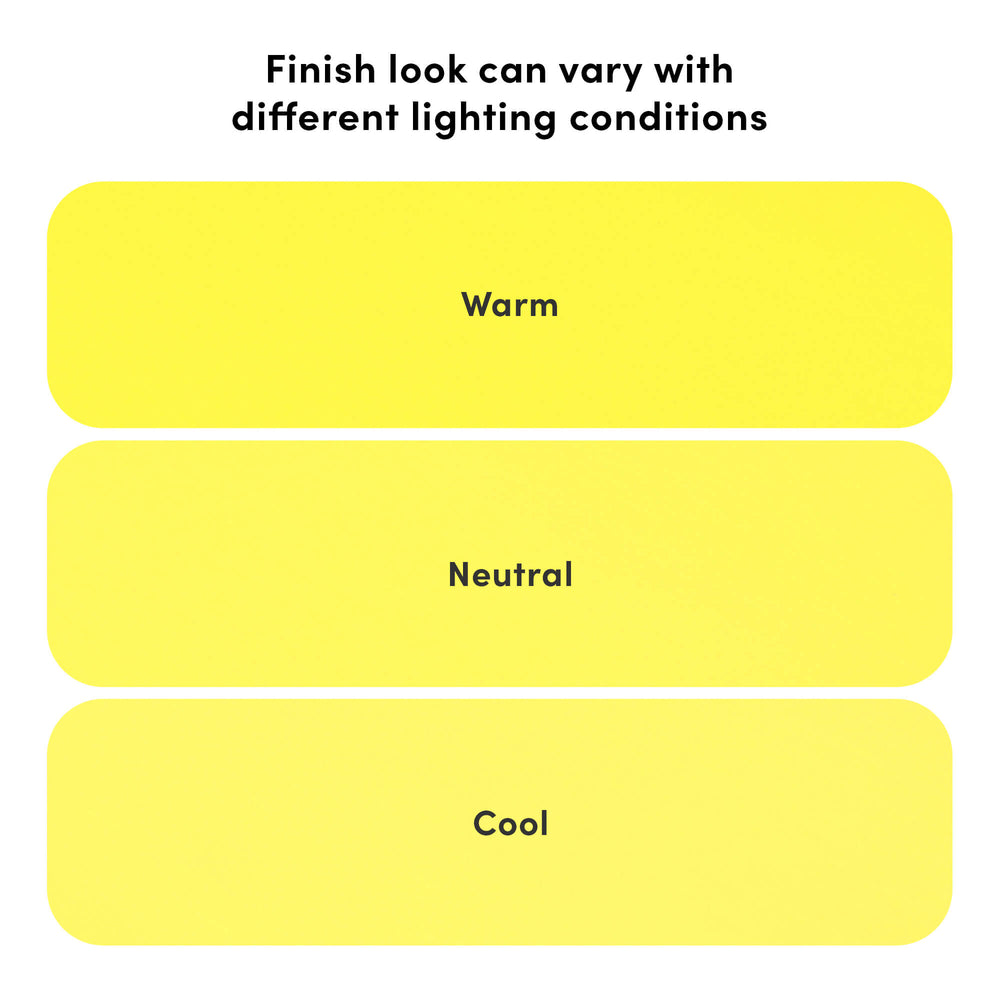 Diagram showing color variations in warm, neutral, and cool tones under different lighting conditions.