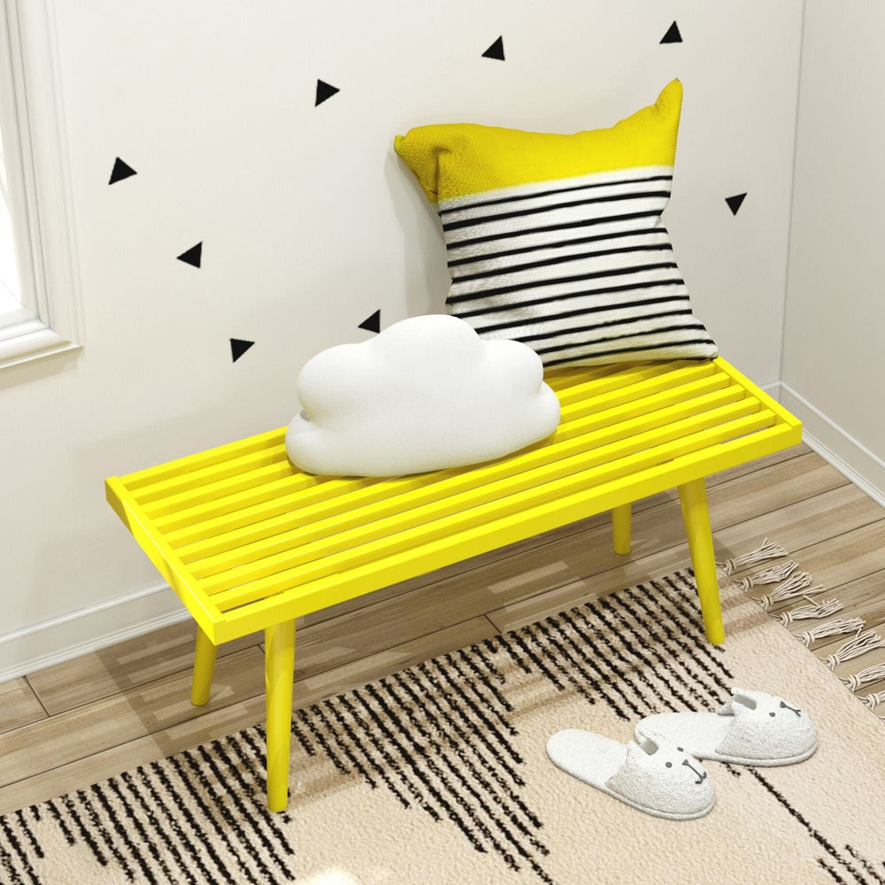 184301-106 : Accessories Mid-Century Modern Twin-Size Bench, Yellow