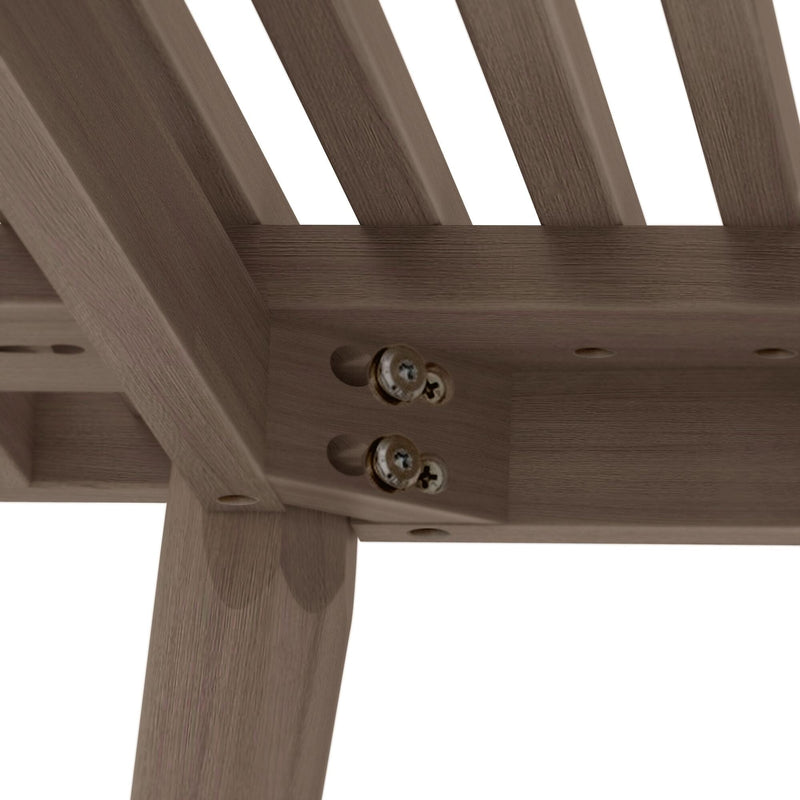 Wooden bed frame corner with metal screws showcasing sturdy construction.