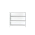 White modern 3-tier bookshelf on a white background.