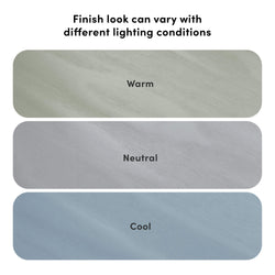 Paint finish variations in warm, neutral, and cool tones under different lighting conditions.