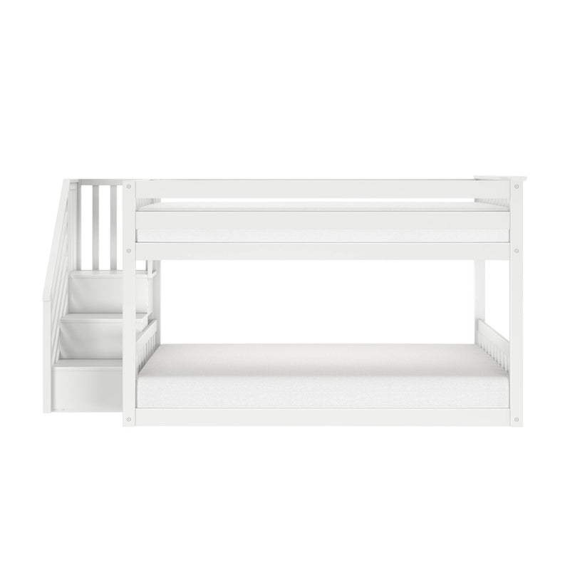 Full Over Full Low Bunk Bed With Stairs