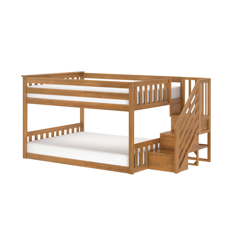 Full Over Full Low Bunk Bed With Stairs