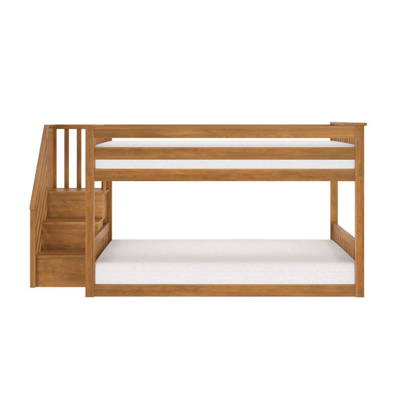 Full Over Full Low Bunk Bed With Stairs