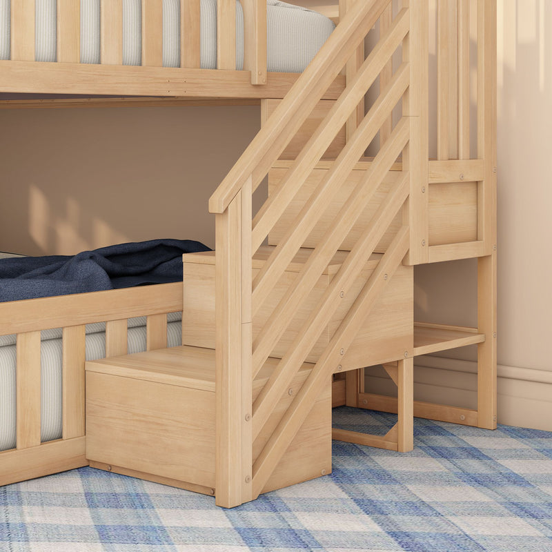 Full Over Full Low Bunk Bed With Stairs