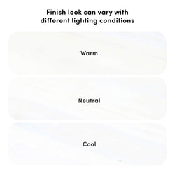 Comparison of warm, neutral, and cool lighting effects on surface finish, highlighting how lighting conditions affect appearance.