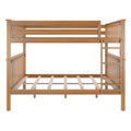 Wooden bunk bed frame with ladder, slatted guardrails and natural finish — space-saving kids' bedroom furniture