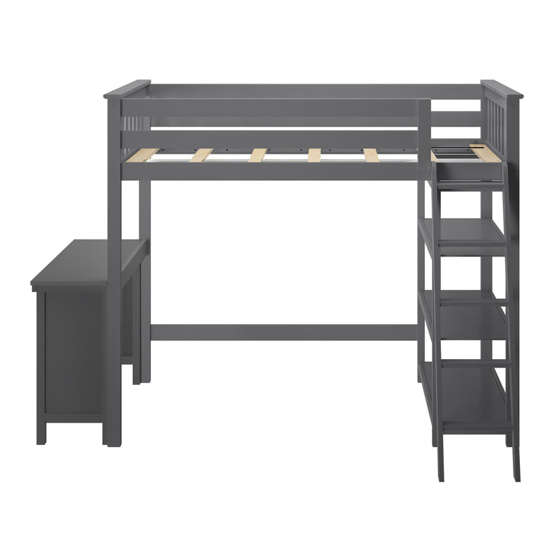 Kid's Twin-Size High Loft Bed with Bookcase with Desk – Max and Lily