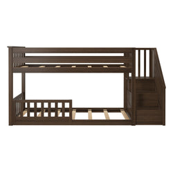 185220008109 : Bunk Beds Low Bunk With Stairs & Single Guard Rail, Walnut