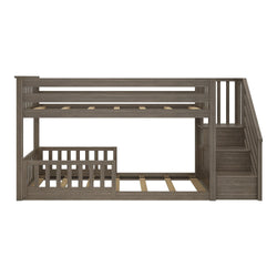 185220151209 : Bunk Beds Low Bunk With Stairs & Two Guard Rails, Clay