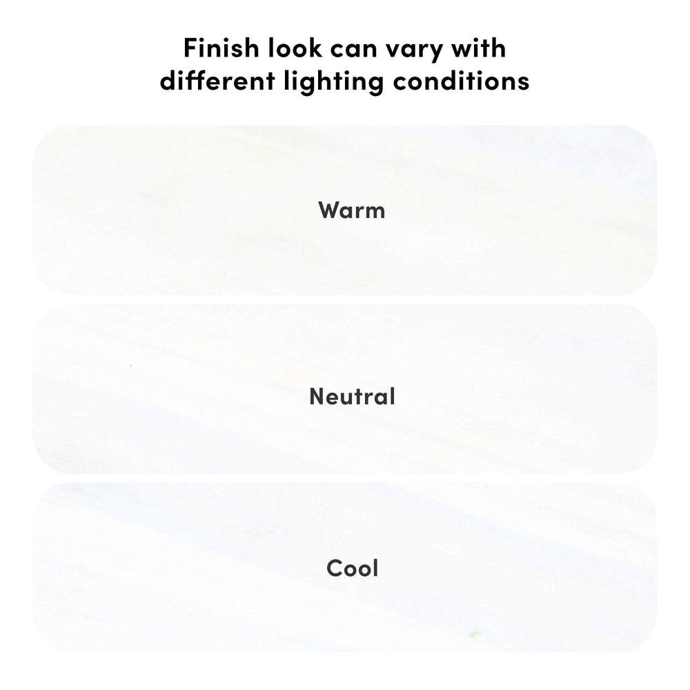 Image showing the effect of warm, neutral, and cool lighting on finish appearance.