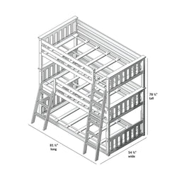 185233-002 : Bunk Beds Twin Triple Bunk, White