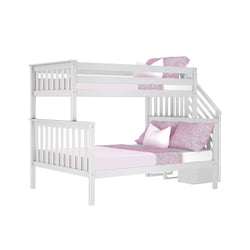 185235-002 : Bunk Beds Twin/Full bunk for staircase, White (180235 + 180250)