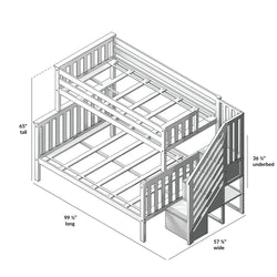 185235-151 : Bunk Beds Twin/Full bunk for staircase, Clay (180235 + 180250)
