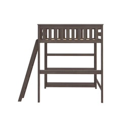 185247-151 : Storage & Study Loft Beds Full-Size High Loft Bed with Bookcase, Clay
