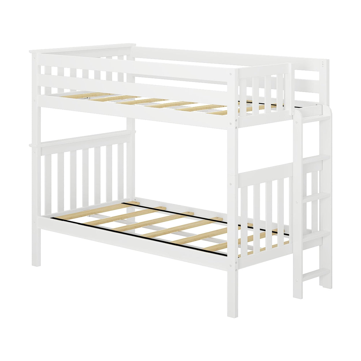 185305-002 : Bunk Beds Twin over Twin Bunk Bed with Ladder on End, White