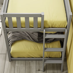 185320-121 : Bunk Beds Twin over Twin Low Bunk Bed with Ladder on End, Grey