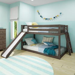 185321-151 : Bunk Beds Twin Over Twin Low Bunk Bed With Ladder on End & Slide, Clay