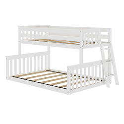 185323-002 : Bunk Beds Twin over Full Low Bunk with Angled Ladder on End, White