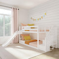 Twin Over Twin Low Bunk Bed With Slide & Stairs