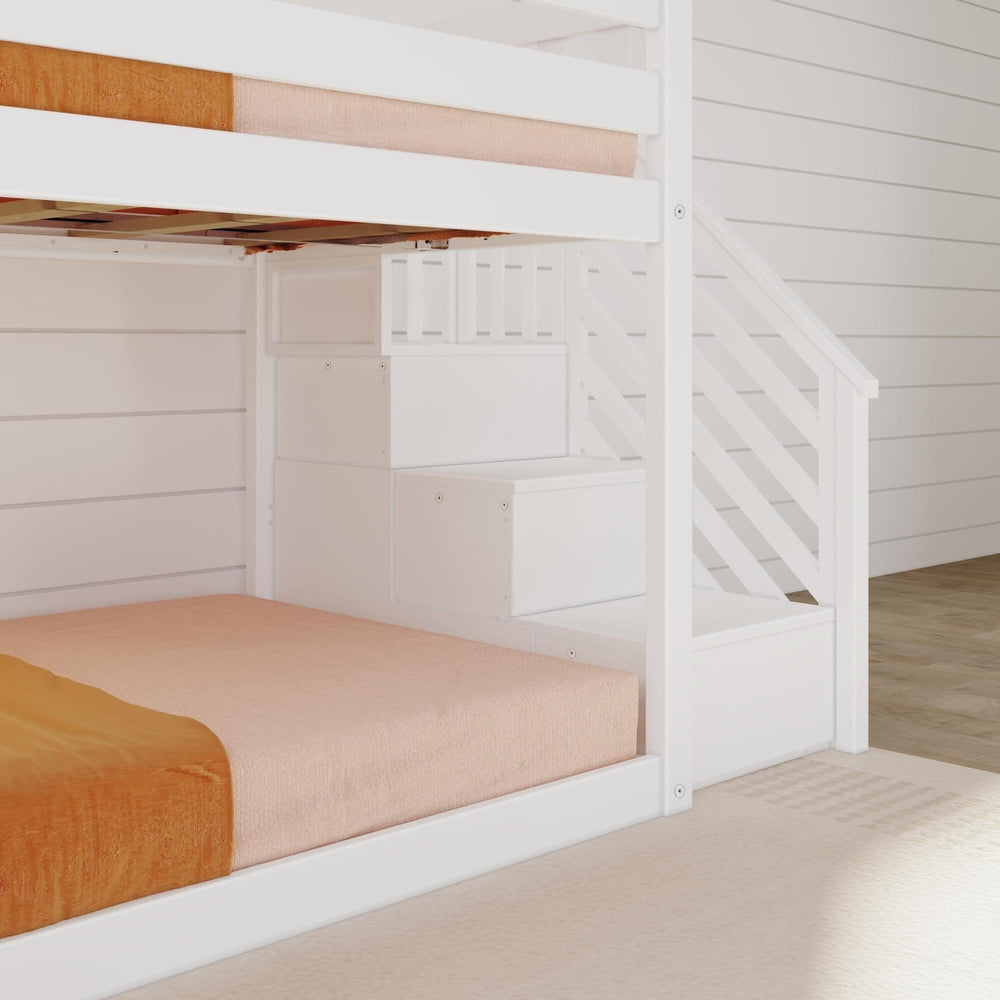 185421-002 : Bunk Beds Low Bunk With Stairs & Easy Slide, White