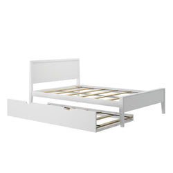 186101-002 : Kids Beds Classic Full-Size Bed with Panel Headboard and Trundle, White